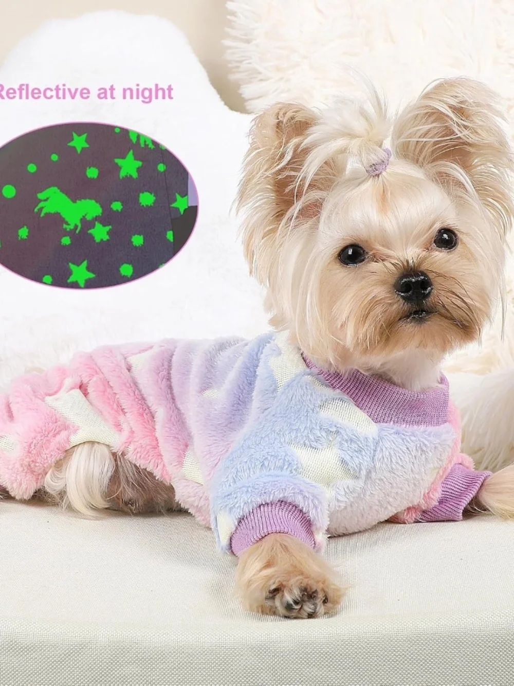 Pink Glow in the Dark Dog Pajamas XXXS Soft Fleece Puppy Jumpsuit NWT